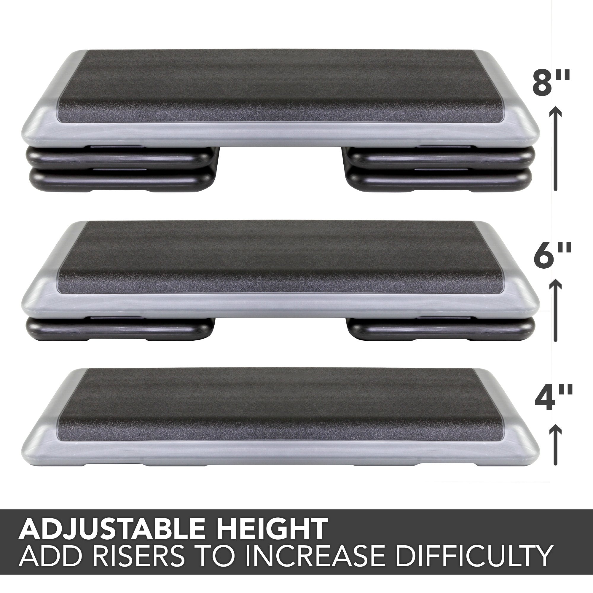 The Step (Made In Usa Original Aerobic Platform For Total Body Fitness - Health Club 4 Risers Grey