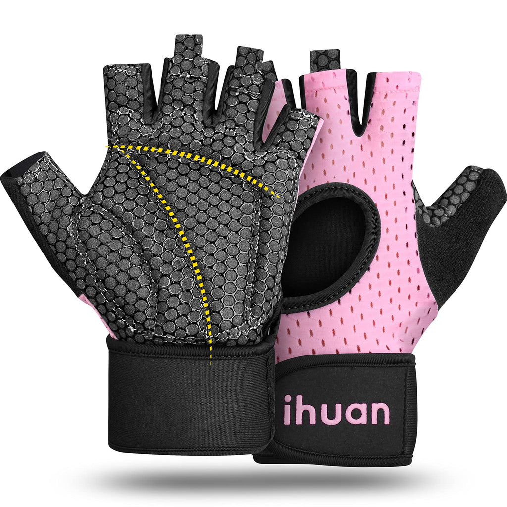 Ihuan Breathable Gloves With Wrist Support For Men And Women | Enhance Palm Protection | Extra Grip For Fitness, Weight Lifting,