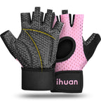 Ihuan Breathable Gloves With Wrist Support For Men And Women | Enhance Palm Protection | Extra Grip For Fitness, Weight Lifting,