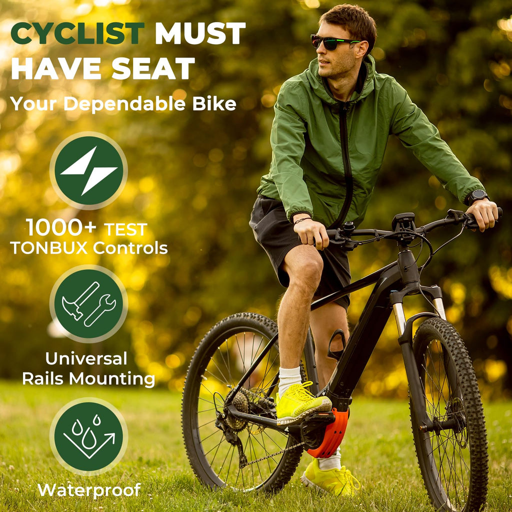 Tonbux Comfortable Bicycle Seat, Bike Seat Replacement With Dual Shock Absorbing Ball Wide Bike Seat Memory Foam Bicycle Seat Wi