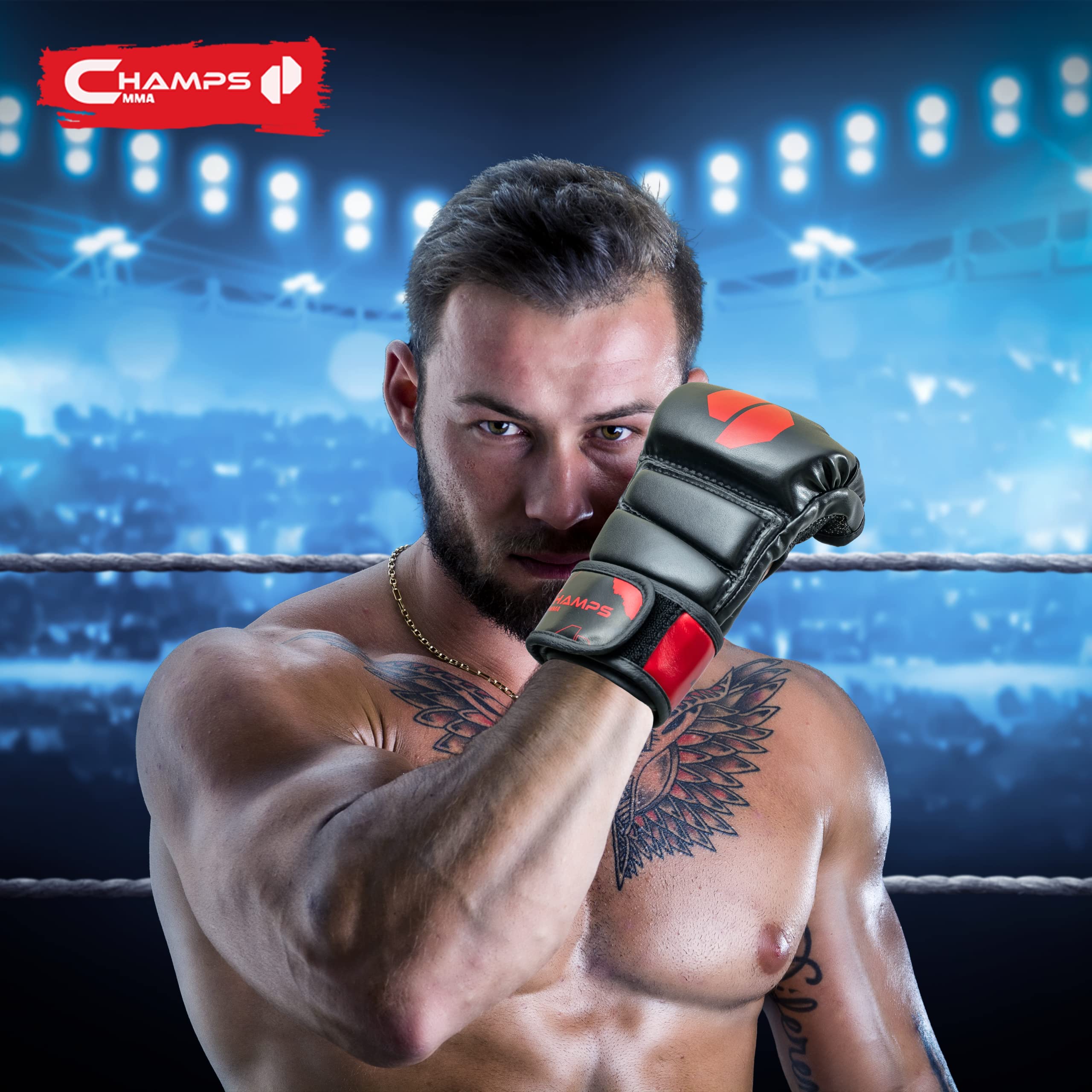 Champs Mma Gloves (Black, Small)