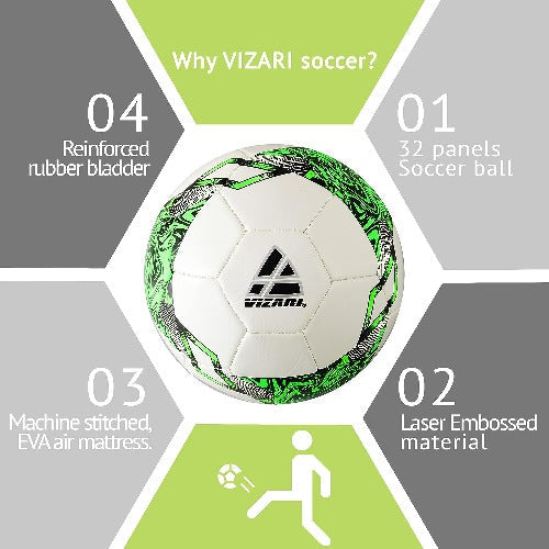 Vizari Toledo Soccer Ball – White/Neon Green