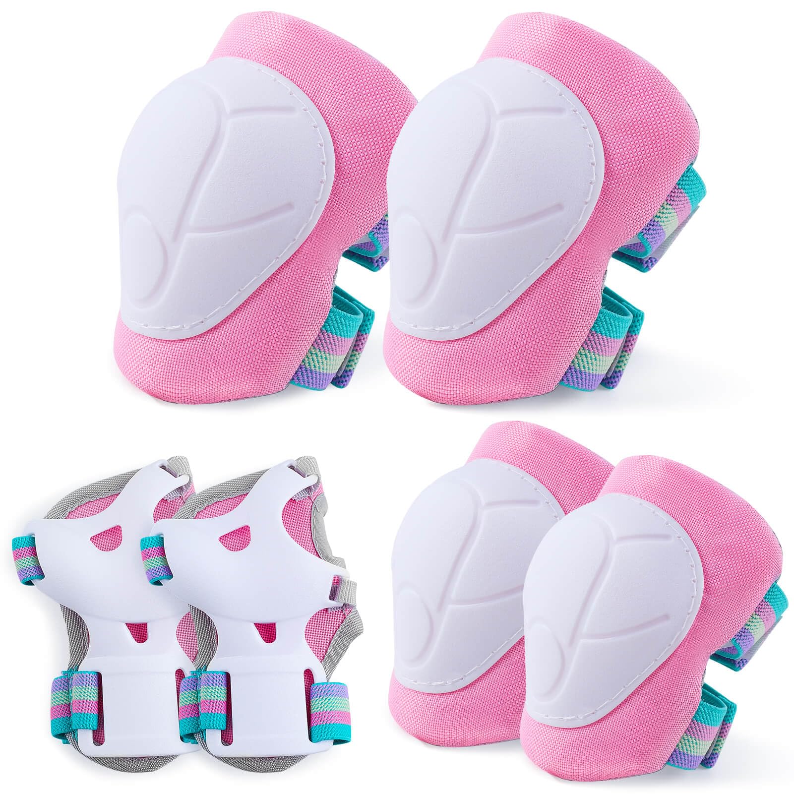 FIODAY Knee Pads for Kids Knee and Elbow Pads Wrist Guards Adjustable Protective Gear Set for Girls Boys Inline Skating Biking S