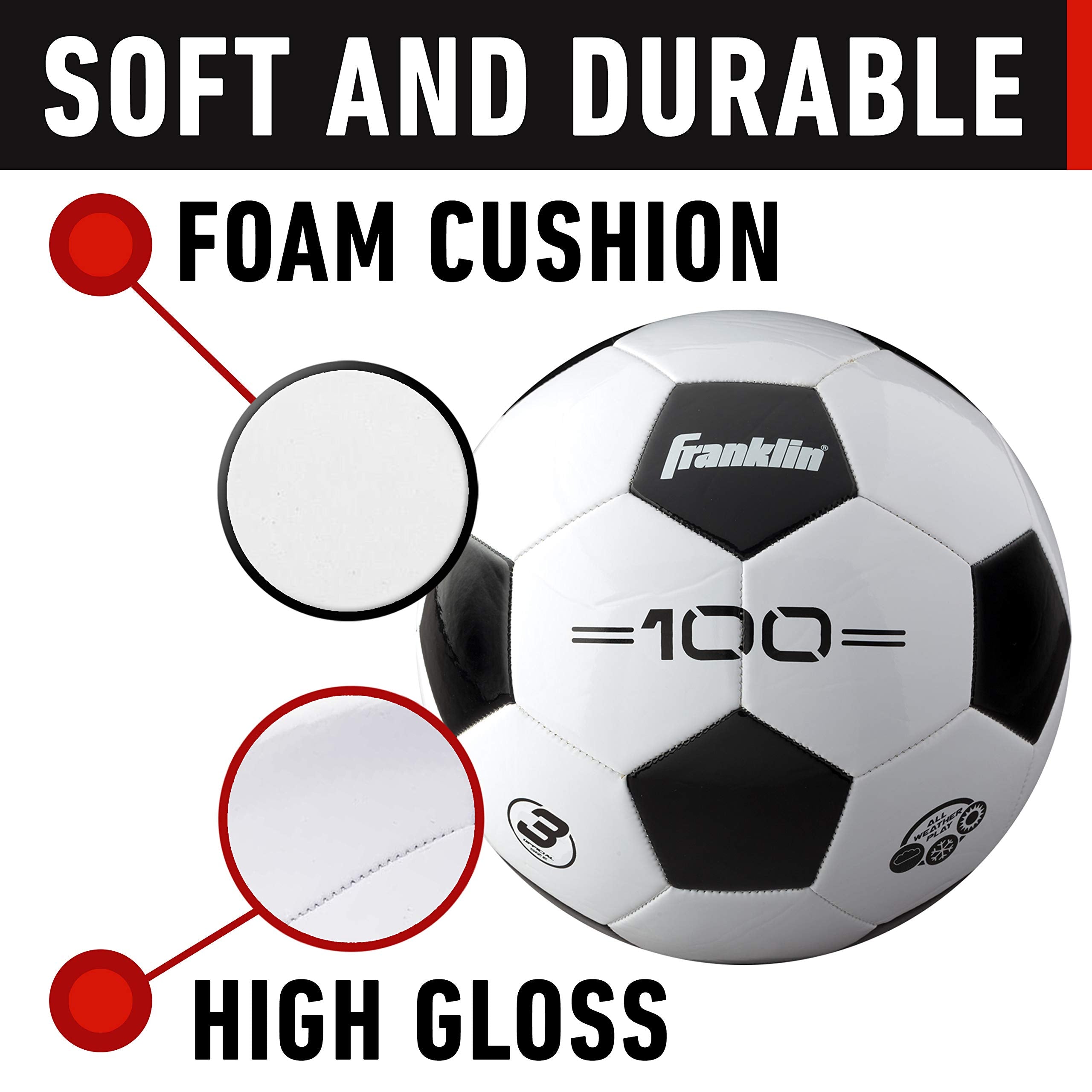 Franklin Sports Size 3 F-100 Youth 12 Pack Bulk Soccer Balls With Pump