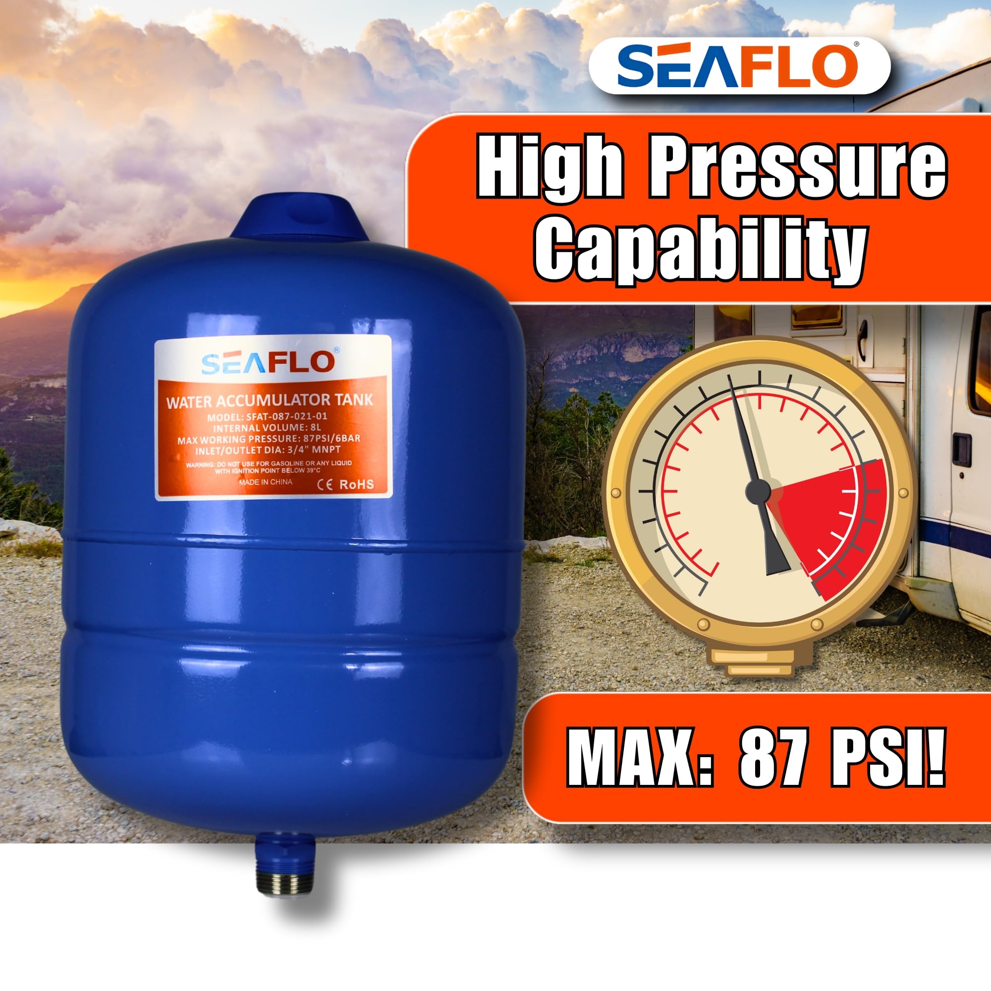 Seaflo Pre-Pressurized Accumulator Tank (2 Gallon)