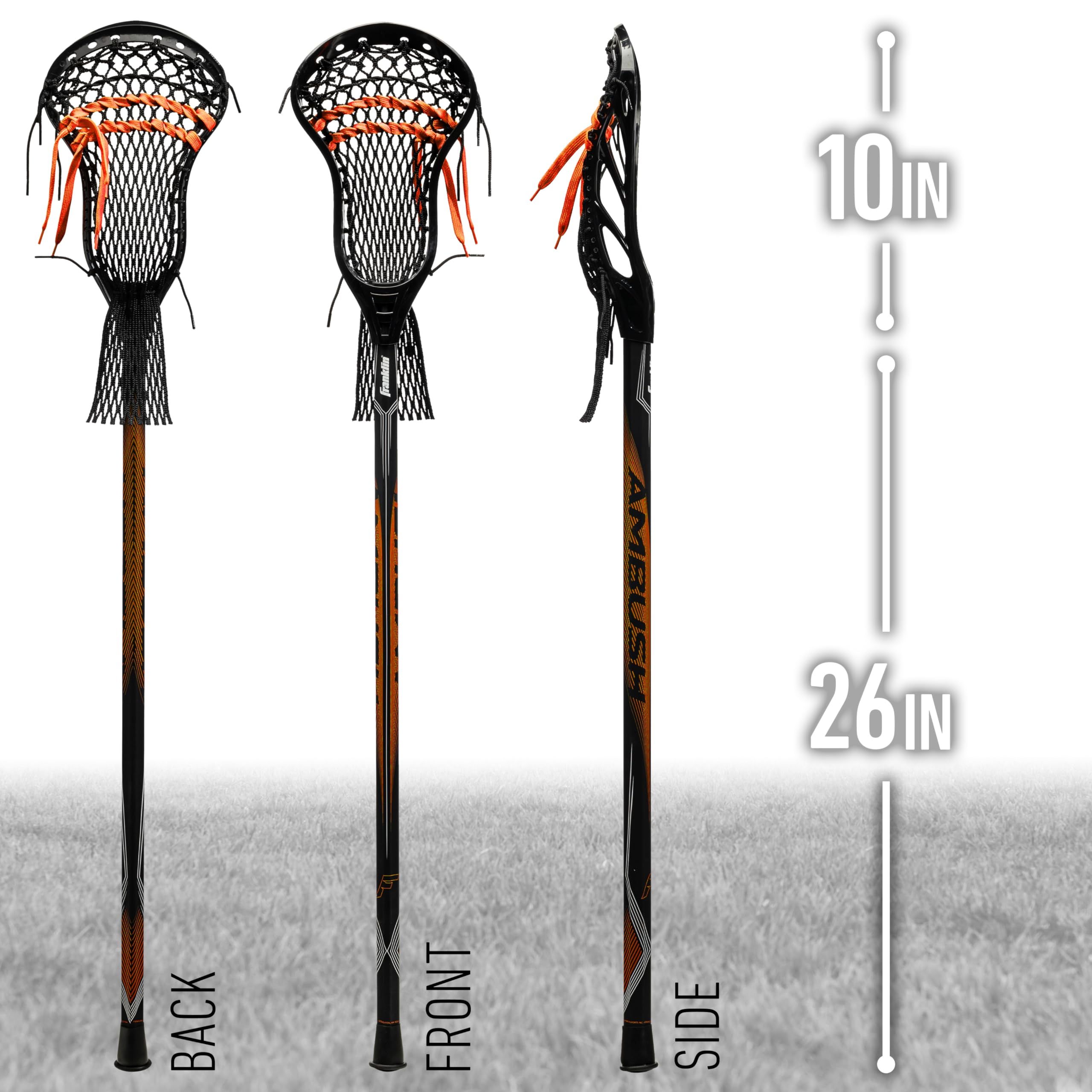 Franklin Sports Unisex Teen Youth Lacrosse Sticks, Black/Orange, 26 Us