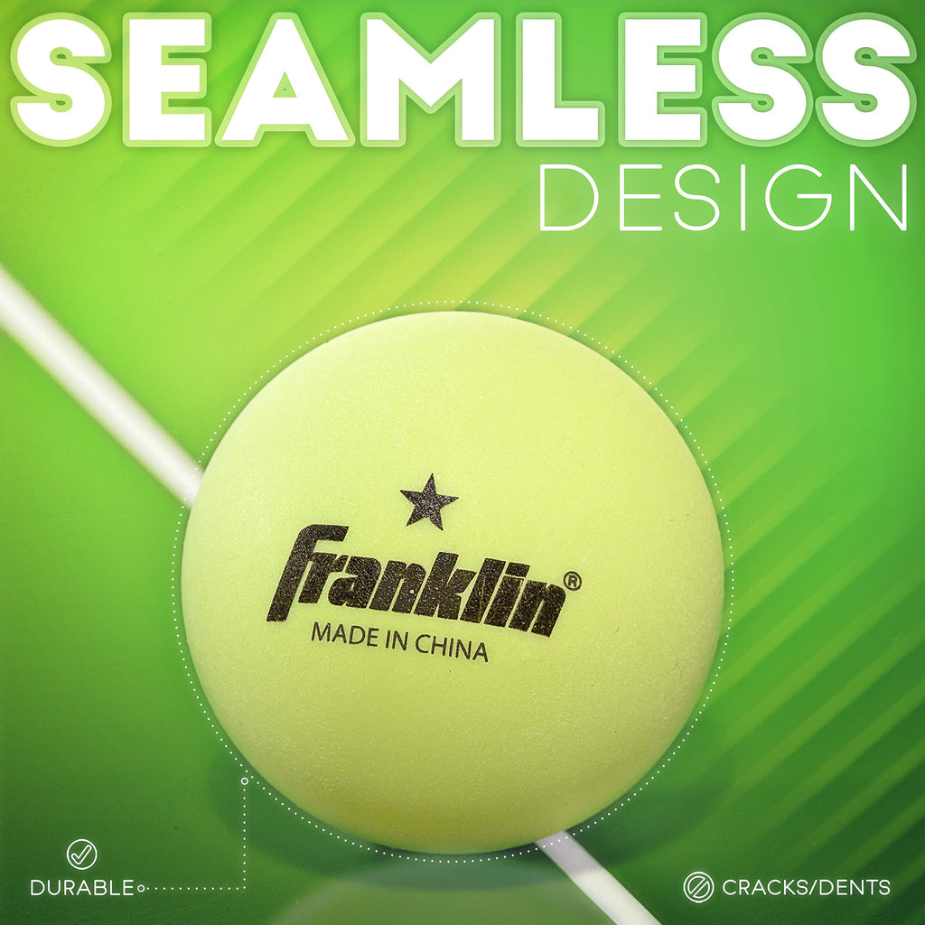 Franklin Sports Glow In The Dark Ping Pong Balls - Official Size + Weight 40Mm Table Tennis Balls - One Star Glow In The Dark Pi
