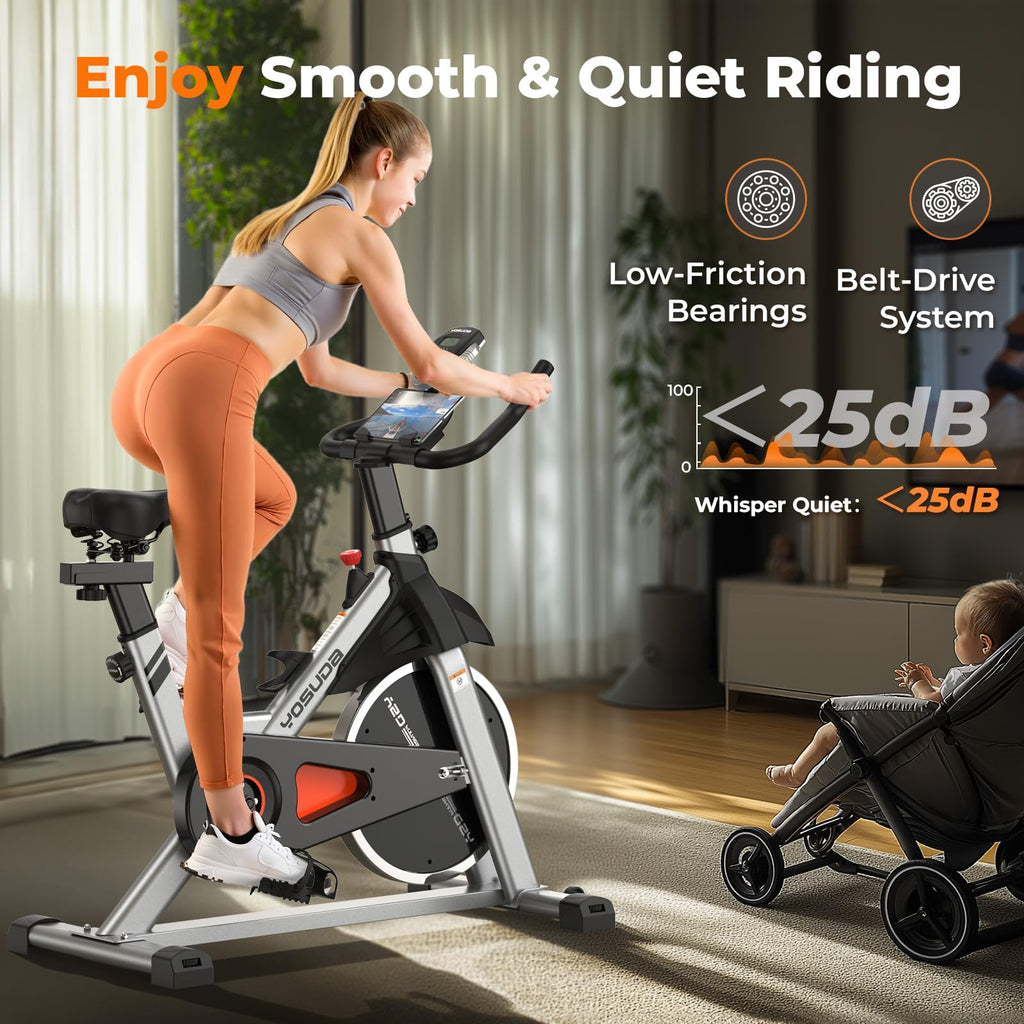 Yosuda Indoor Cycling Bike Stationary - Cycle Bike With Ipad Mount ?Comfortable Seat Cushion (Gray)