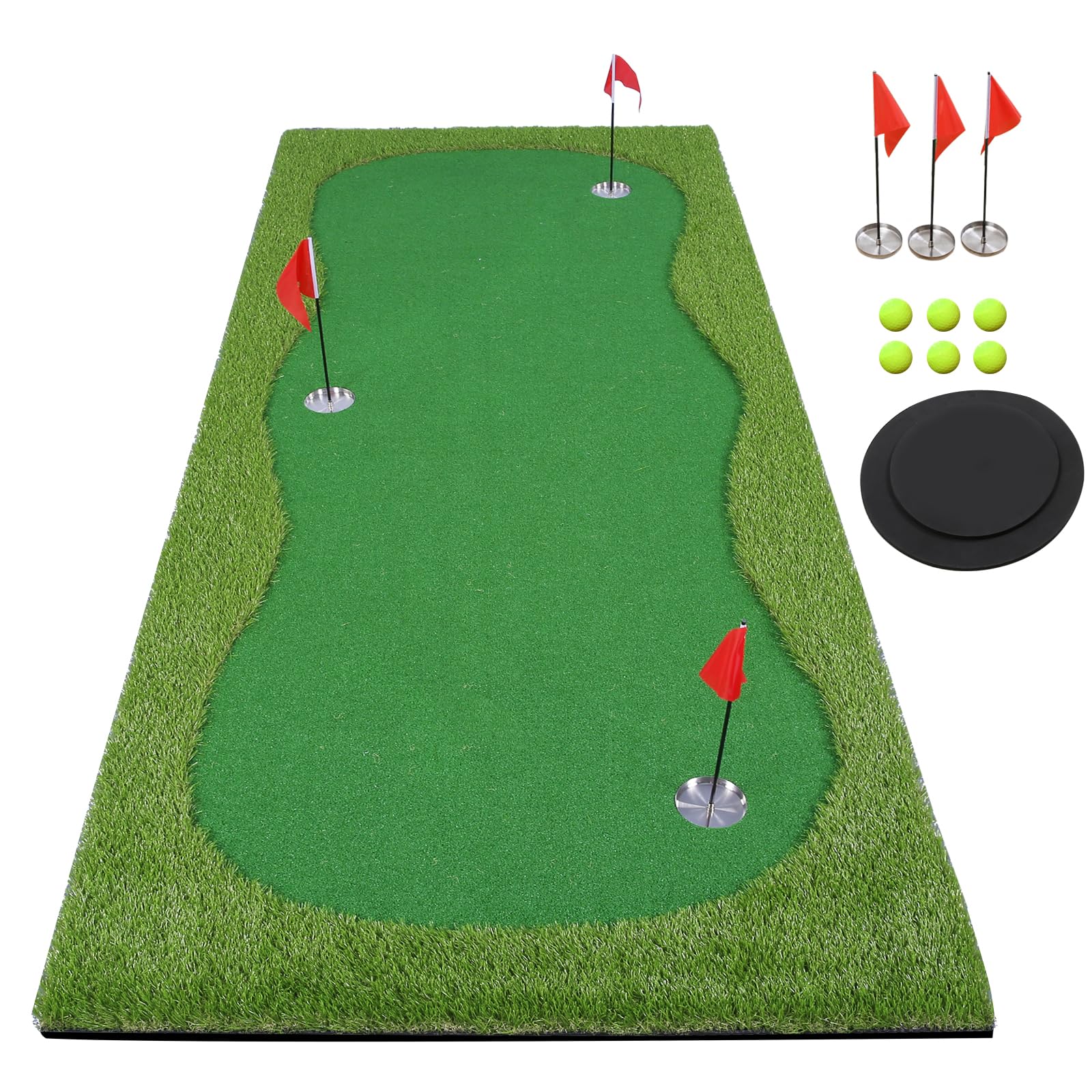 Boburacn Golf Putting Green/Mat-Golf Training Mat- Professional Golf Practice Mat- Green Long Challenging Putter For Indoor/Outd
