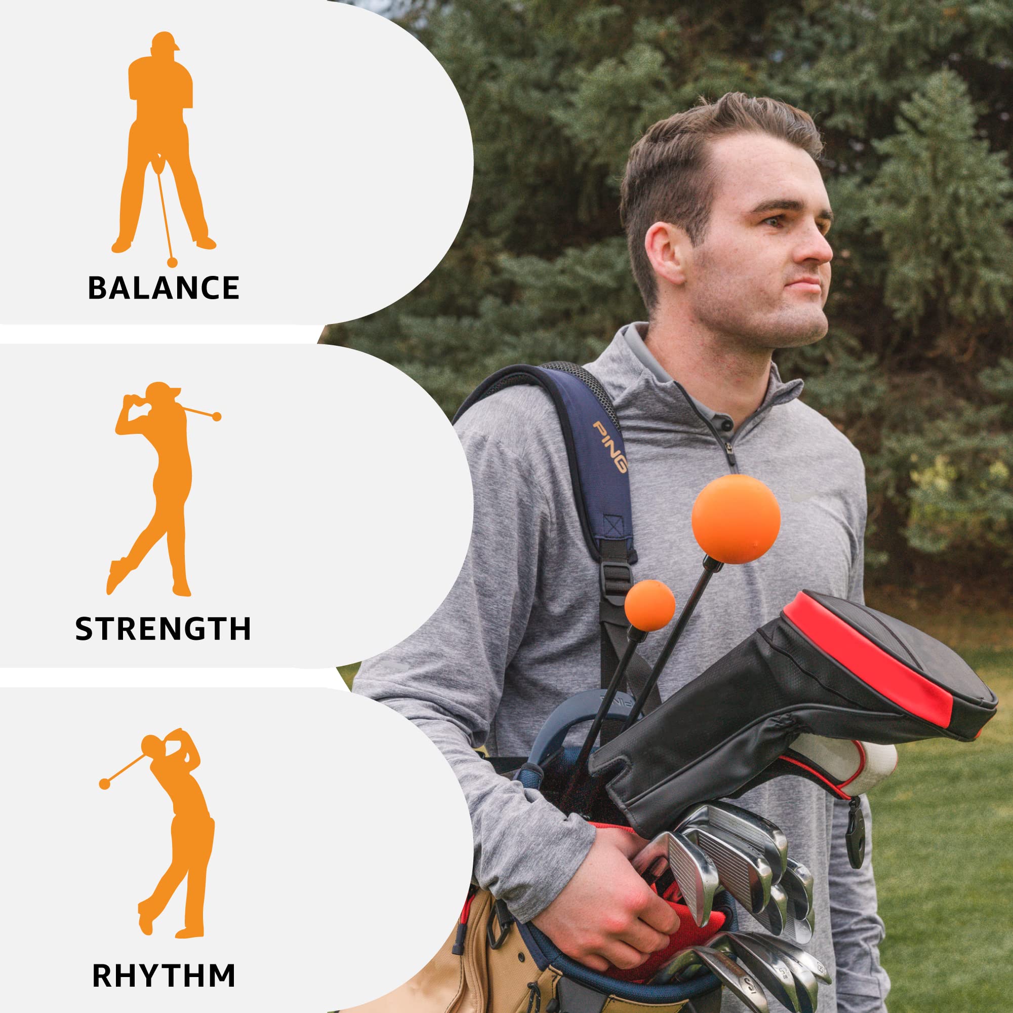 Orange Whip Distance Duo - Lightspeed, Golf Swing Trainer Set (47 In)