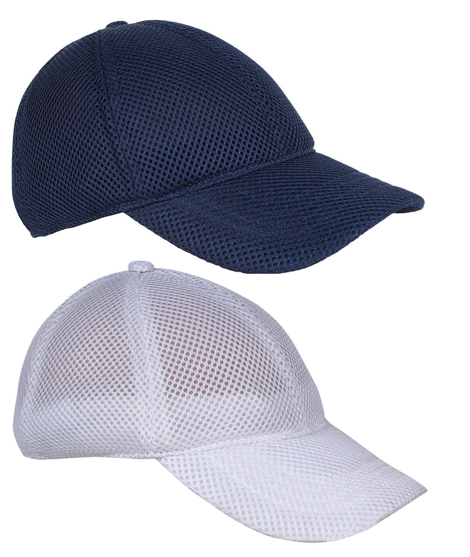 Zacharias MenS Net Baseball Cap Blue & White Free Size Pack Of 2