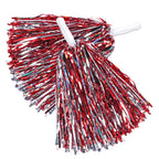 Baotongle 12 Pcs Cheerleading Squad Spirited Fun Poms Pompoms Cheer Costume Accessory For Party Dance Sports (Red Slivery)