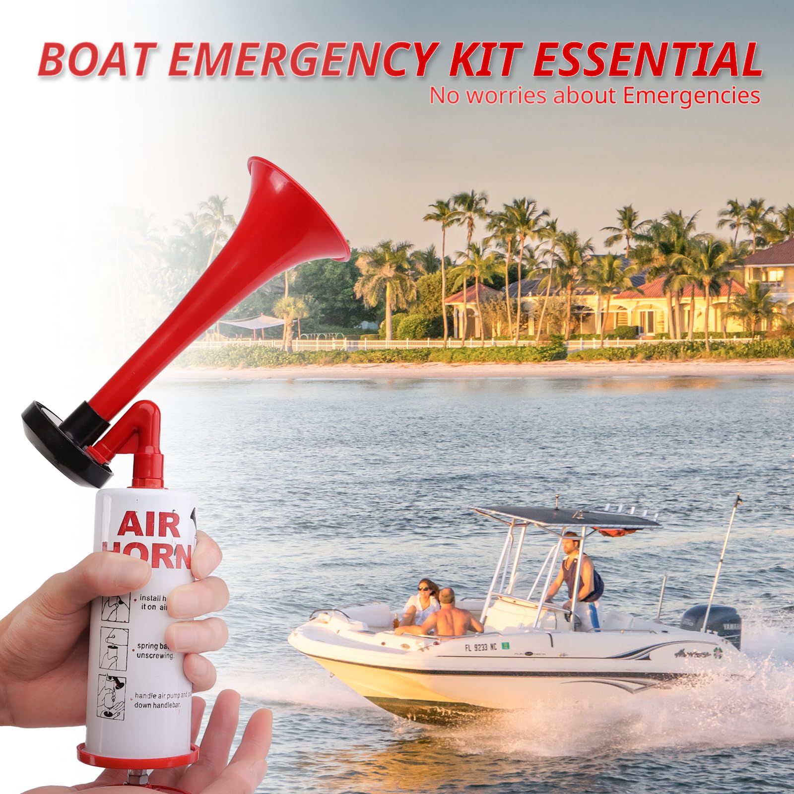Farbin Marine And Sports Pump Air Horn,Loud Sound Handheld Signal Boat Horn,Personal Safety Horn Alarm,For Boating,Sports Events