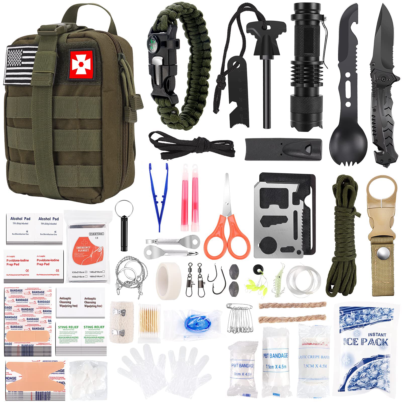Gifts For Man Dad Husband, 210 Pcs Survival First Aid Kit, Professional Survival Gear Camping Essentials Emergency Medical Goods