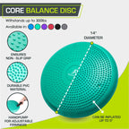 Prosourcefit Core Balance Disc Trainer, 14 Diameter With Pump For Improving Posture, Fitness, Stability, Green