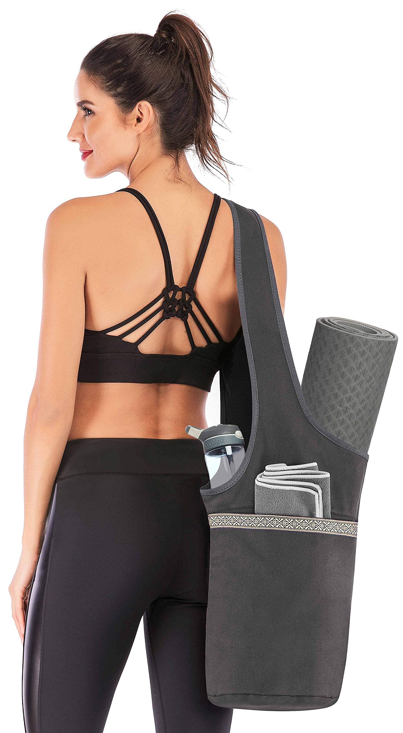 Ewedoos Yoga Mat Bag With Large Size Pocket And Zipper Pocket, Fit Most Size Mats (Gray)