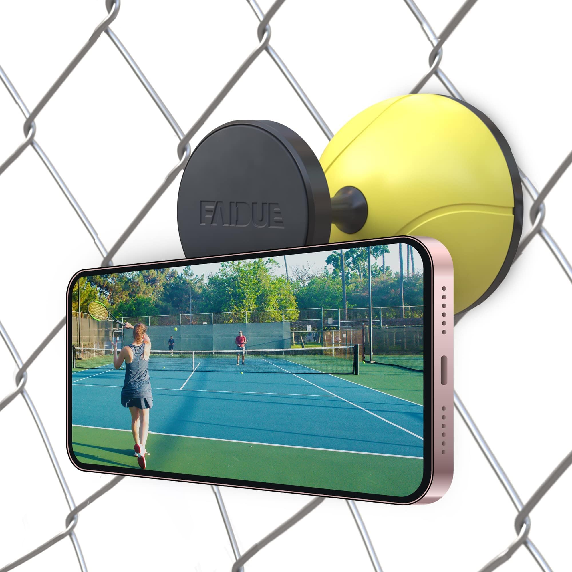 Faidue Tennis & Pickleball Training Equipment - Fence Smartphone Camera Mount, Tennis Practice Equipment, Iphone & Android Camer