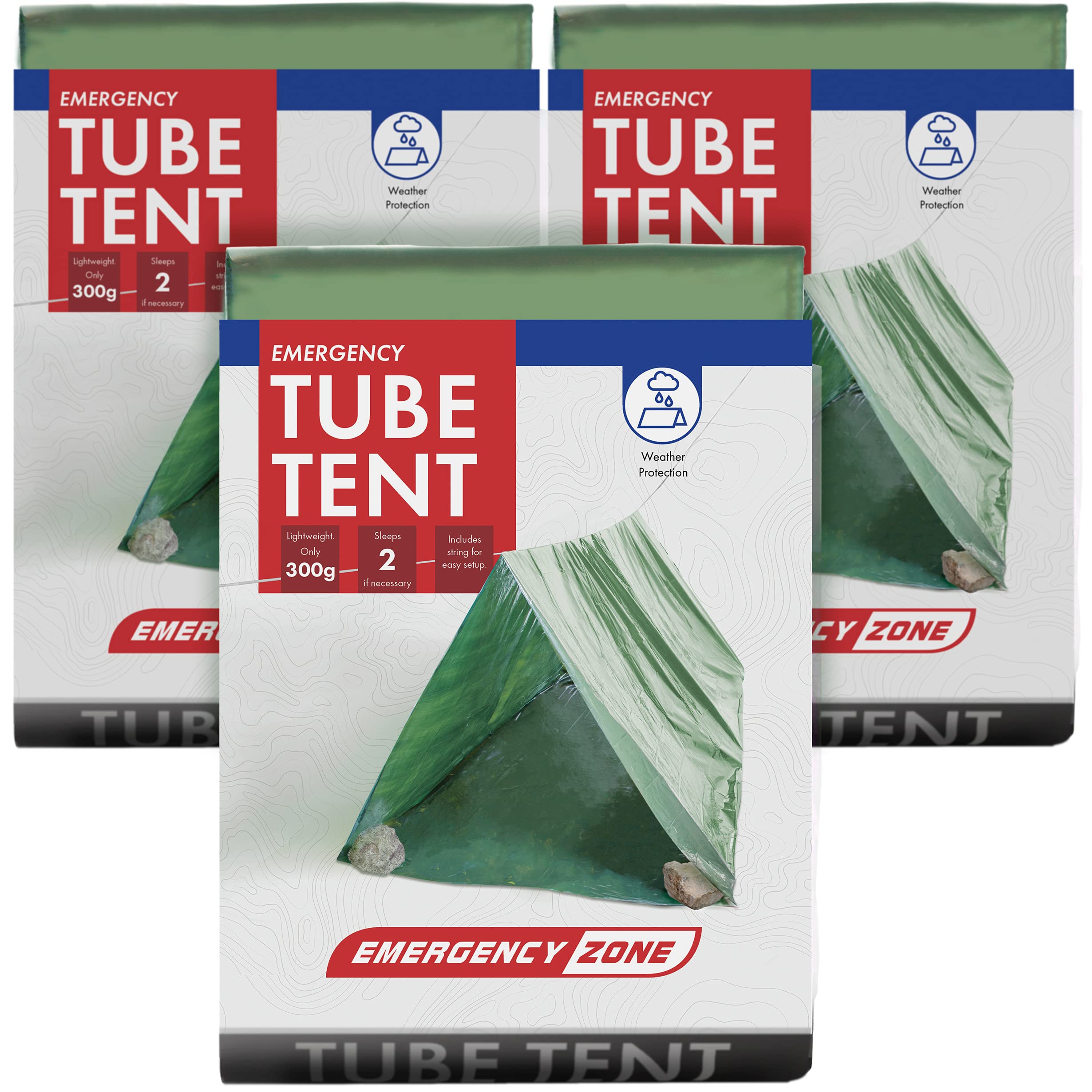 Emergency Zone Green Survival 2 Person Tube Tent 3 Pack