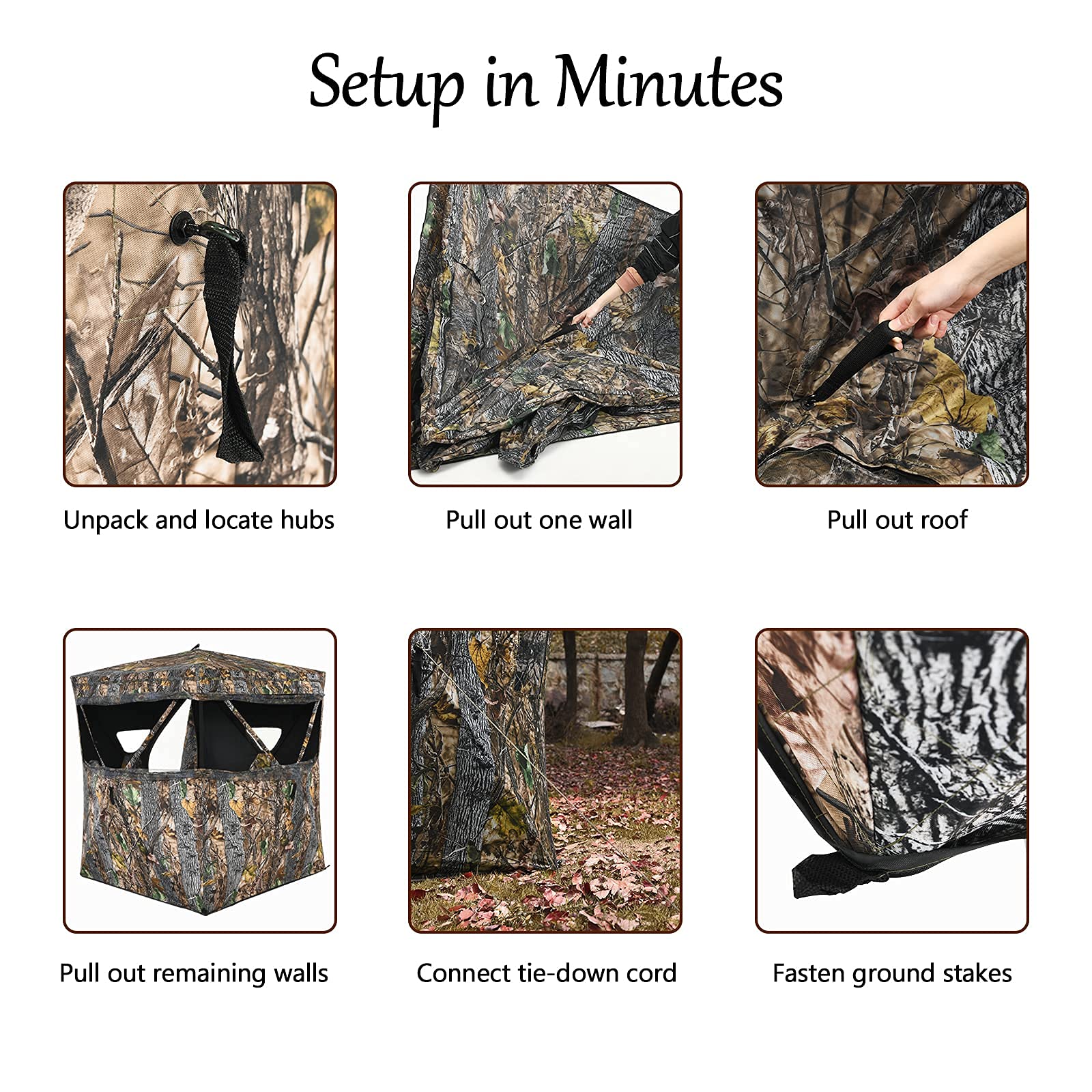 Tangkula 3 Person Pop Up Ground Blind, Portable Hunting Blind With Mesh Windows, Carrying Bag & Ground Stakes, Camouflage Huntin