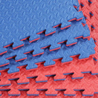 Xspec 1 Extra Thick 48 Sq Ft Reversible Eva Gym Foam Floor Mat Tiles (24 X 24), Steel Pattern, 12 Pcs, Blue  Red