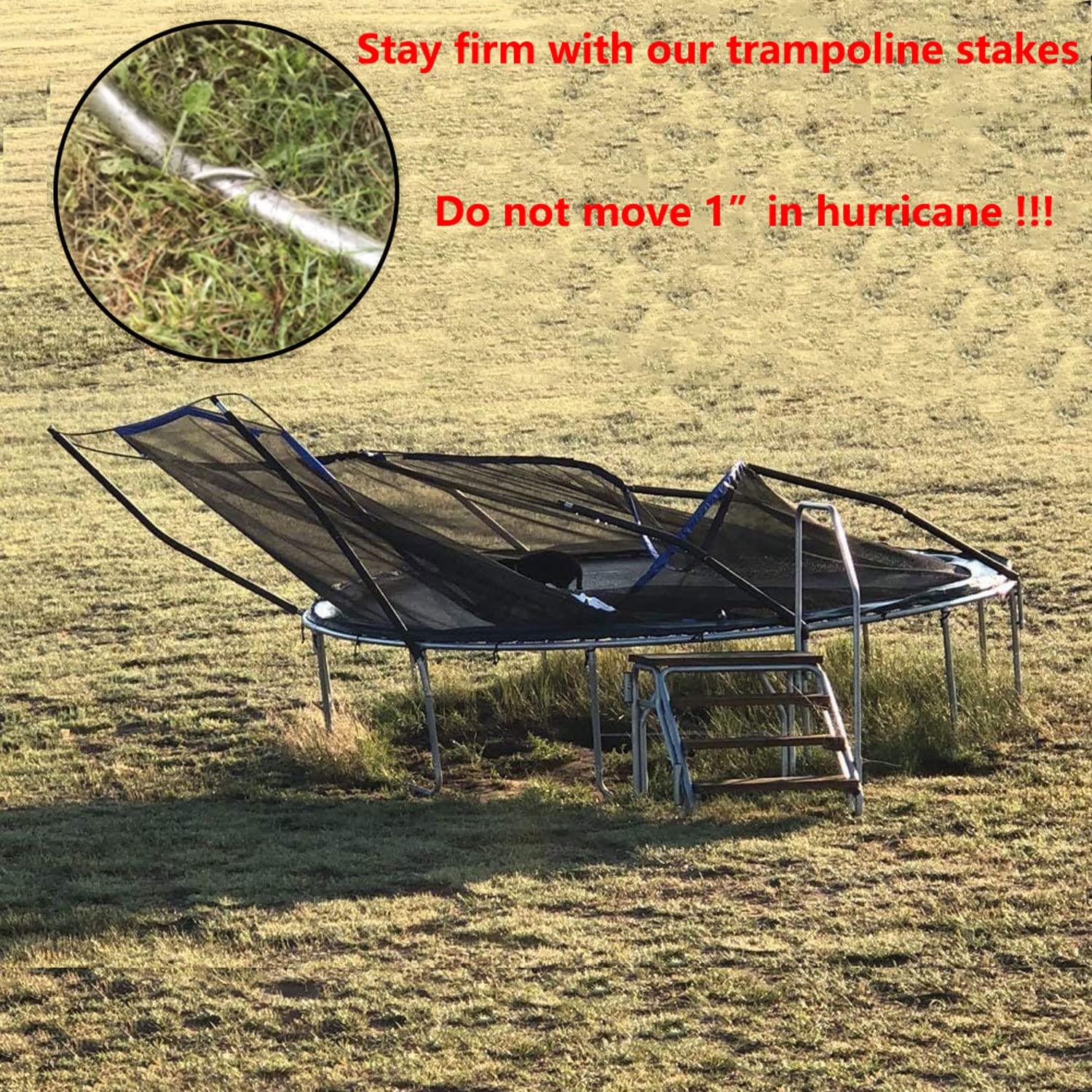 Heavy Duty Trampoline Stakes Anchors High Wind Stakes U- Shaped Sharp Ends Ground Anchor Galvanized Steel 11.8Inch Safety Stakes