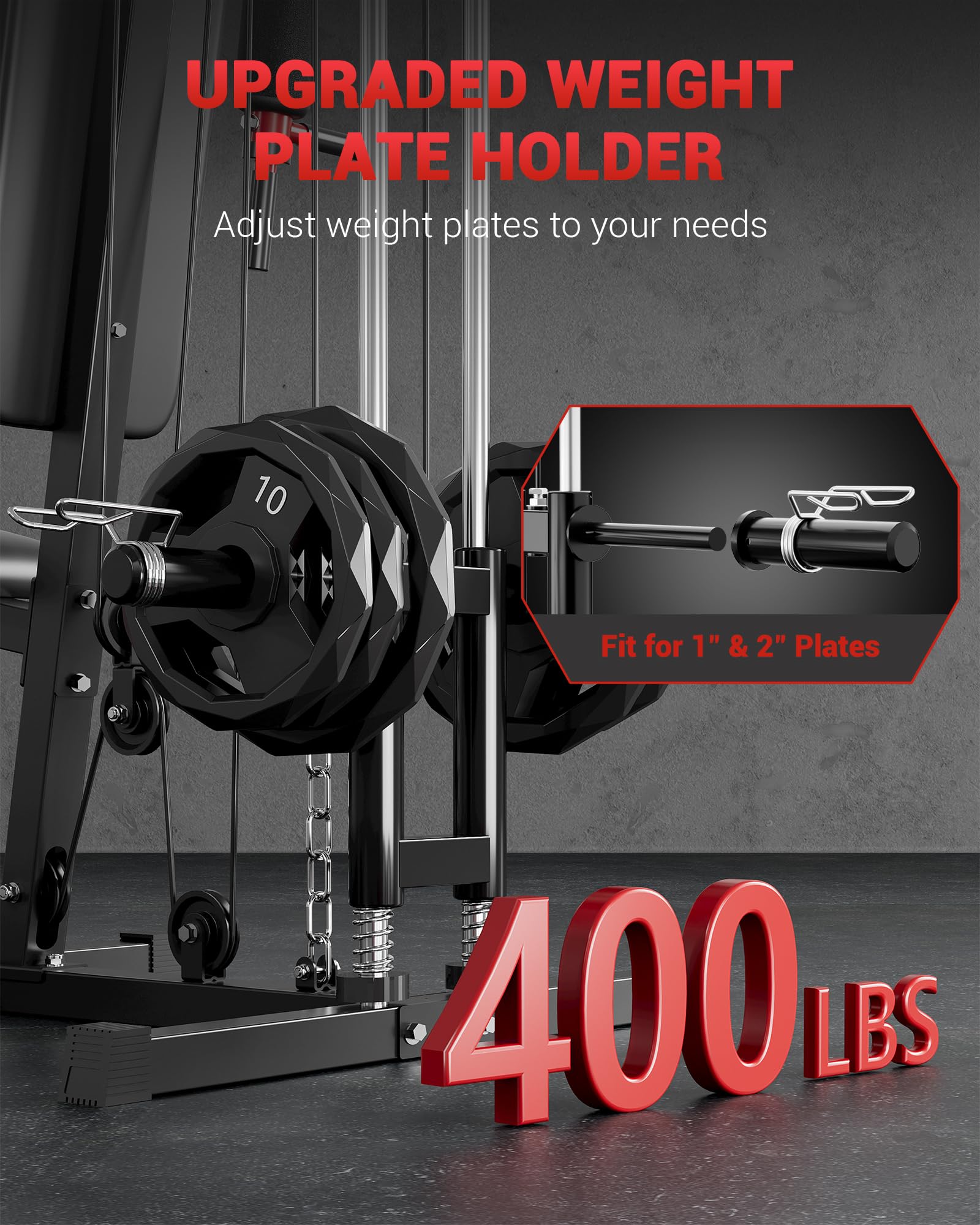 GarveeTech Home Gym Equipment, Workout Weight Machine with Cable Pulley System, 400 LBS Weight Capacity All in One Full Body Exe