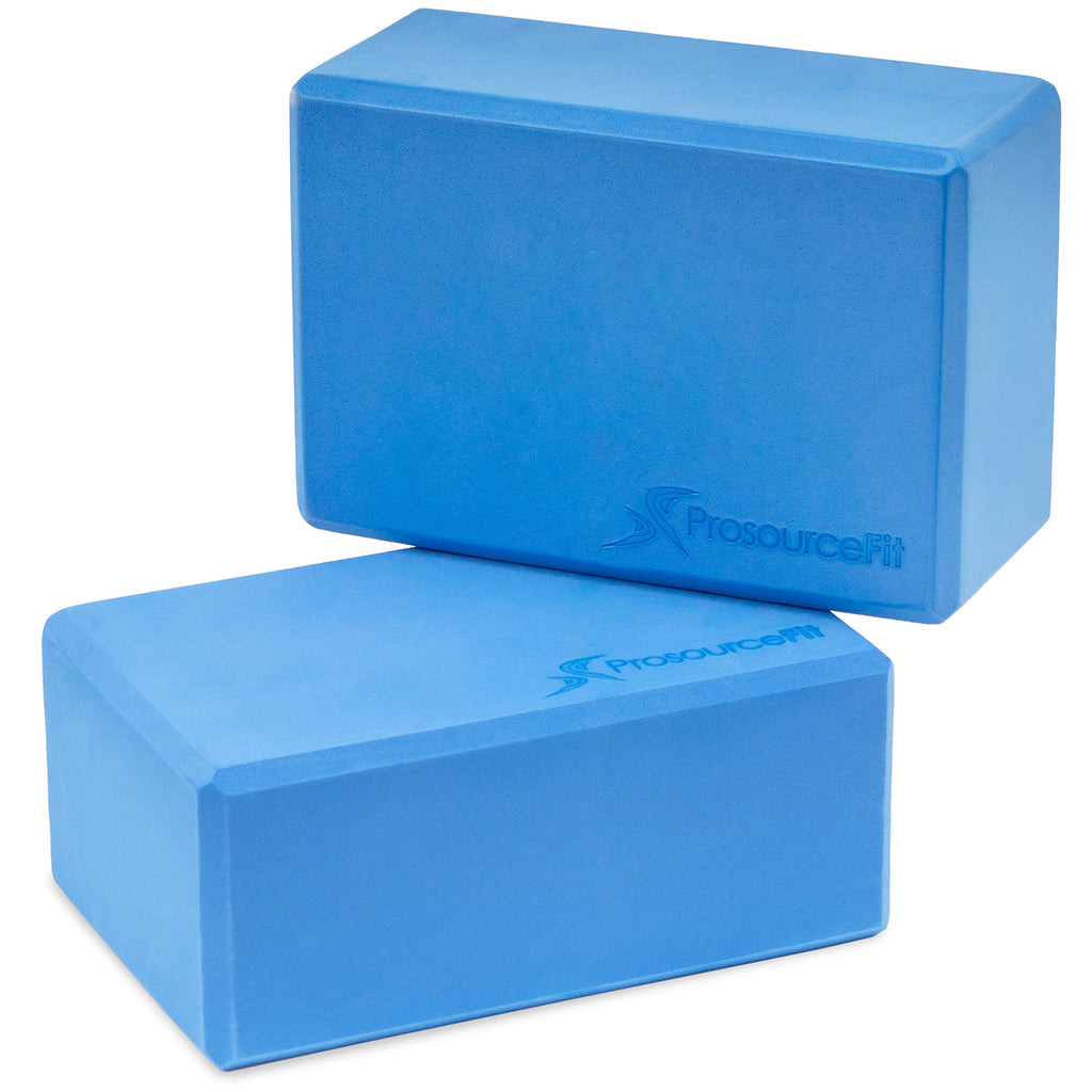 Prosourcefit Foam Yoga Blocks Set Of 2, High Density Eva Yoga Bricks, Sturdy Yoga Prop Large Size 4X 6 X 9 (Blue)