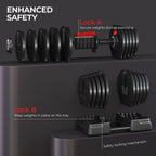 Yaheetech Adjustable Dumbbell Set 90lbs Fast Adjust Dumbbells 2 in 1 Dumbbell Weight Set Free Weight Set Used as Barbell, with T