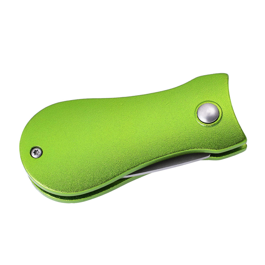Mile High Life All Metal Foldable Golf Divot Tool With Pop-Up Button & Magnetic Ball Marker (Lime Green Bone)