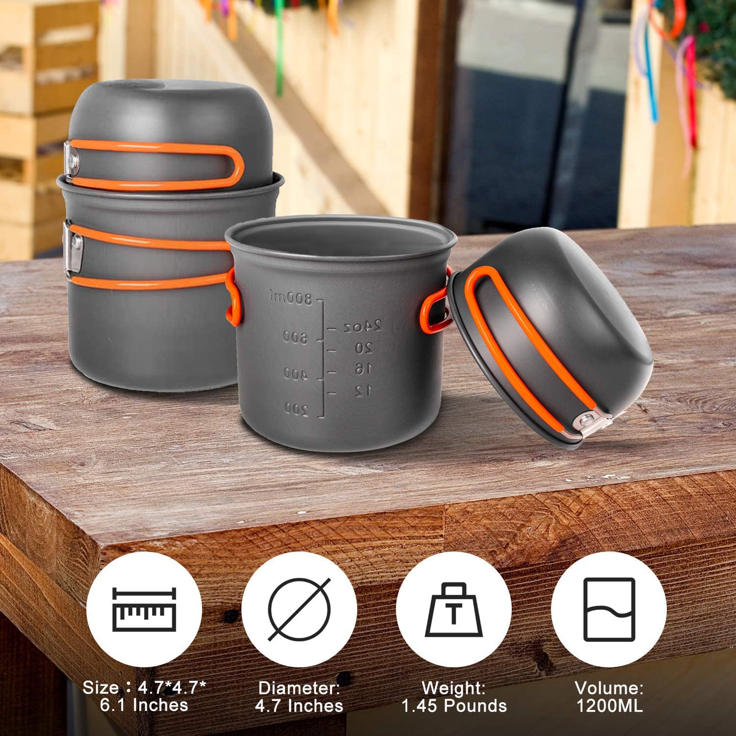 Camping Cookware Set Portable Camp Stove With Lightweight Pots And Pans Set Non-Stick Backpacking Cooking Set Camping Mess Kit W
