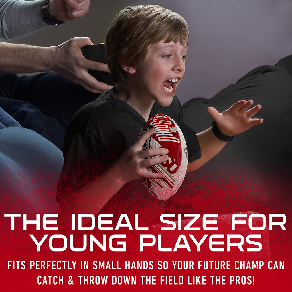 Franklin Sports Ohio State Foam Football - Youth Mini Football For Kids - 8.5'' Junior Soft Foam Ball - Spacelace Easy Grip Cove