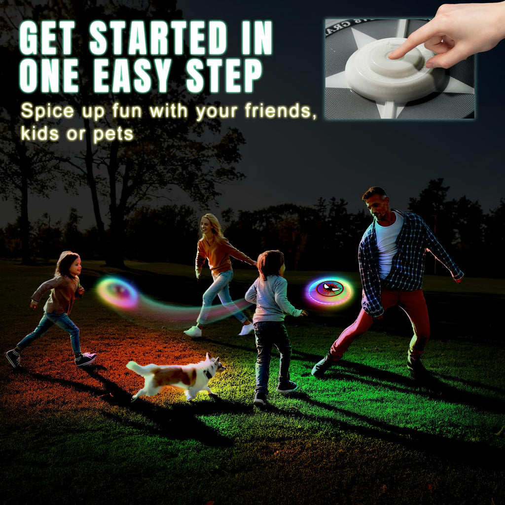 Led Flying Disc With Millions Of Colors, Rechargeable, Water-Resistant, 42 Leds, 175G Light Up Disc, 12 Modes, Spider Outdoor To