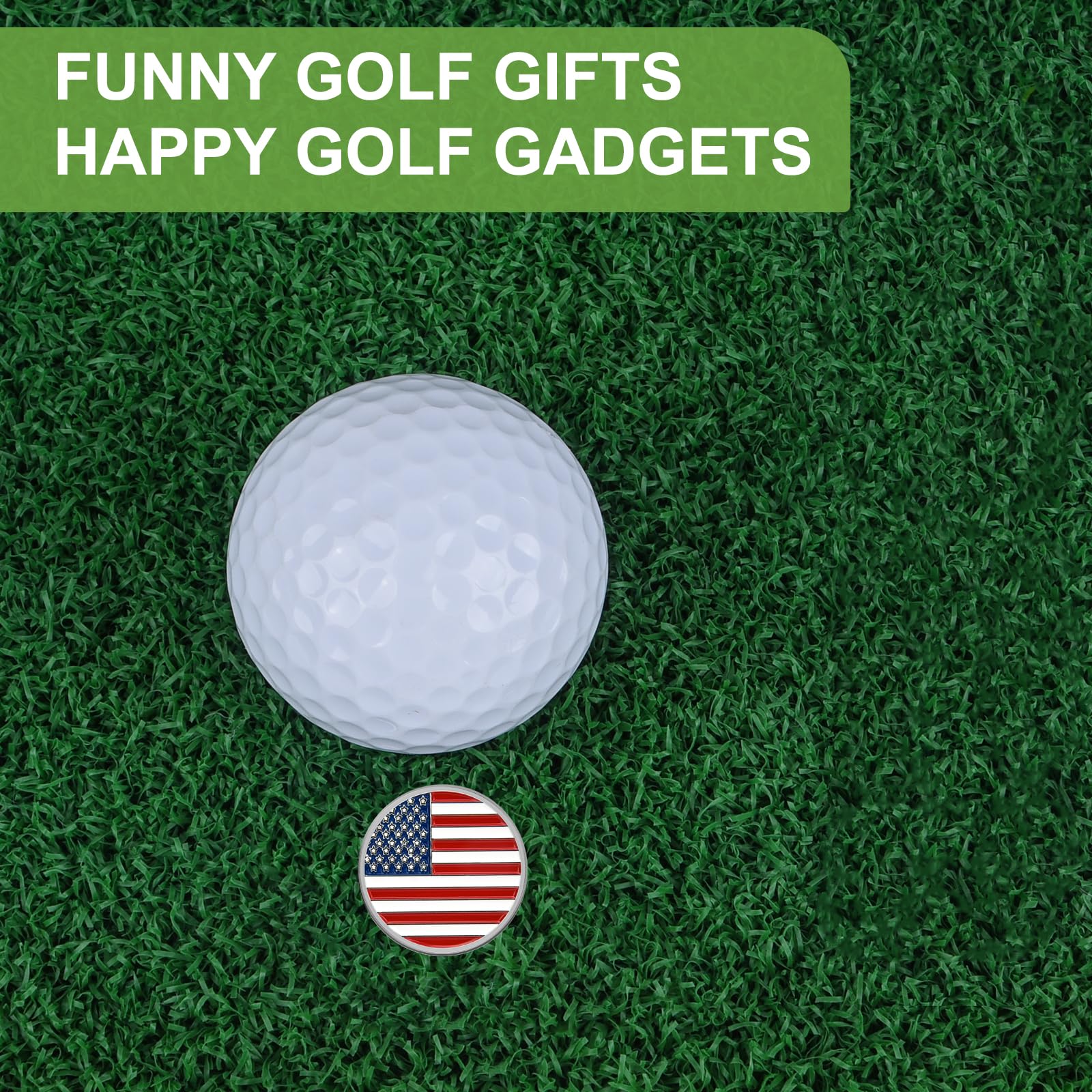 Zzhao Golf Ball Marker With Magnetic Hat Clip, Funny Golf Accessories, Golf Gifts For Men (Usa Flag)