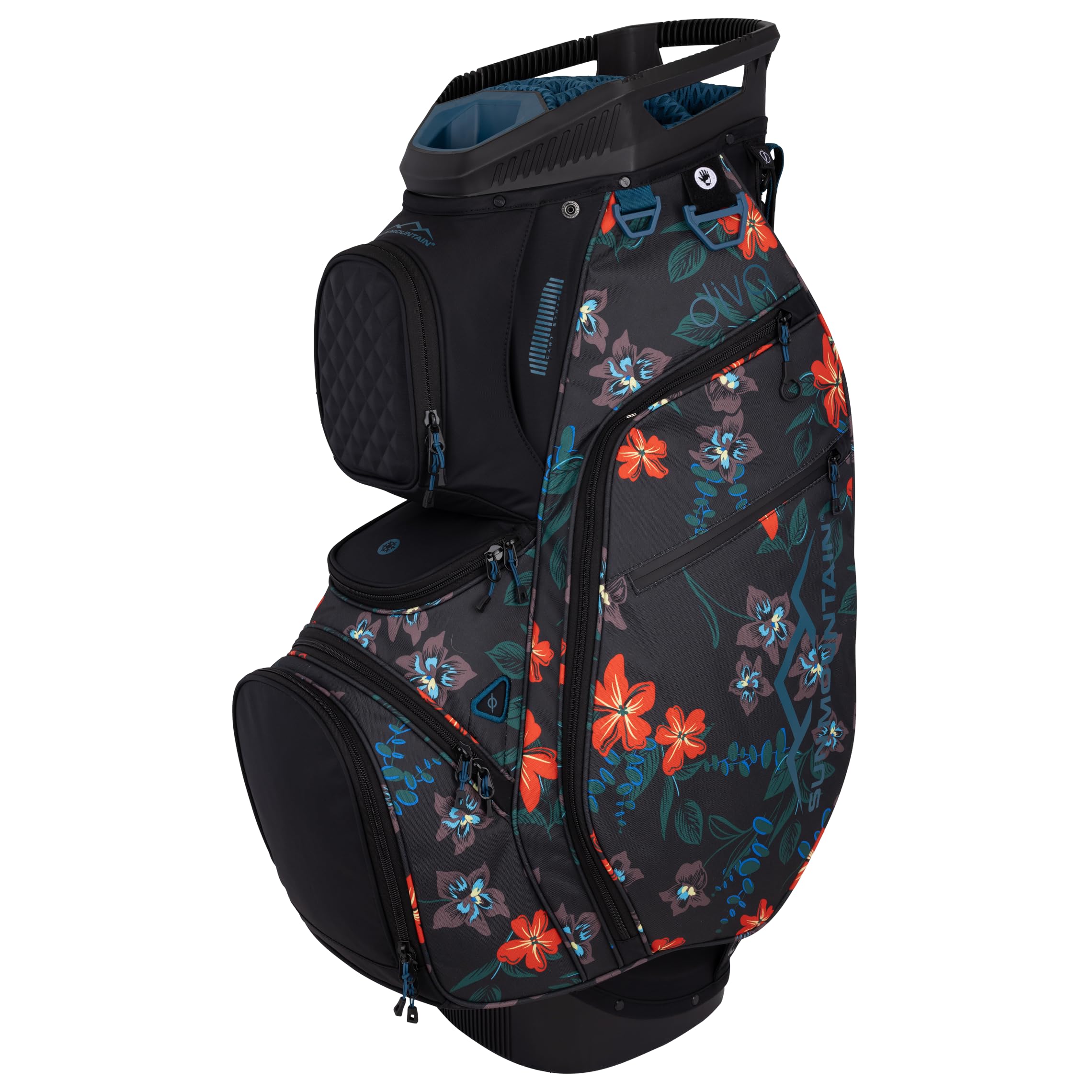 Sun Mountain Womens Diva Lightweight Cart Golf Bag, 14-Way Top, 2025 Model, Black Tropic Flower