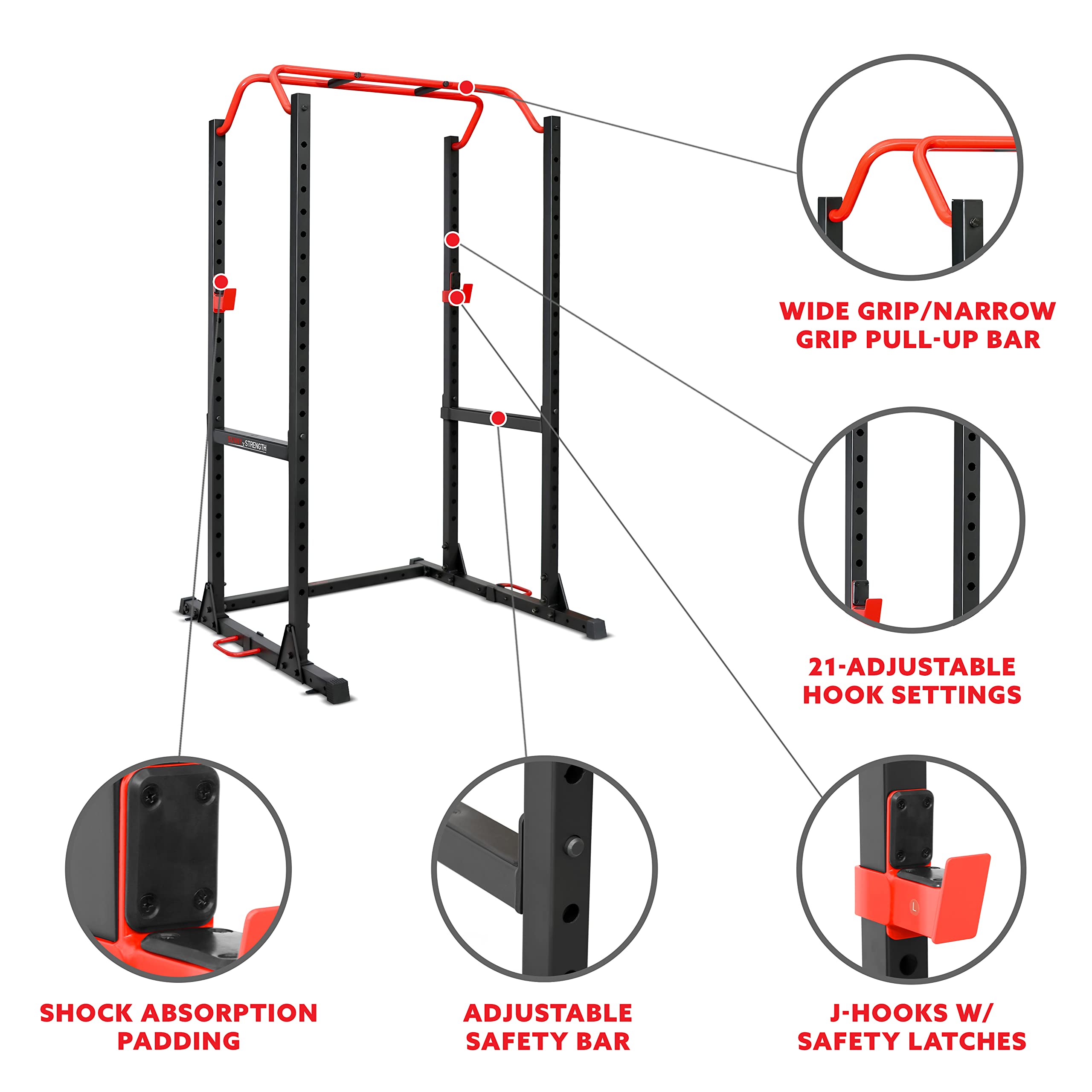 Sunny Health & Fitness Essential Power Cage Squat Rack - SF-XF921024