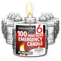 100 Hour Candle Pack of 6, Emergency Candles for Power Outages, Hurricane Storm Survival, and Camping, Liquid Long Burning Candl