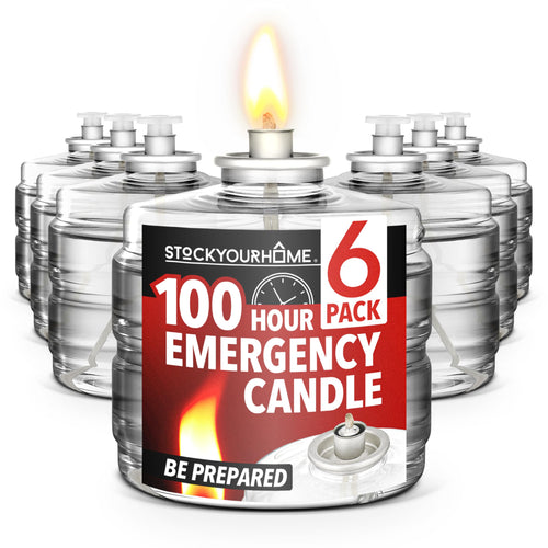 100 Hour Candle Pack of 6, Emergency Candles for Power Outages, Hurricane Storm Survival, and Camping, Liquid Long Burning Candl
