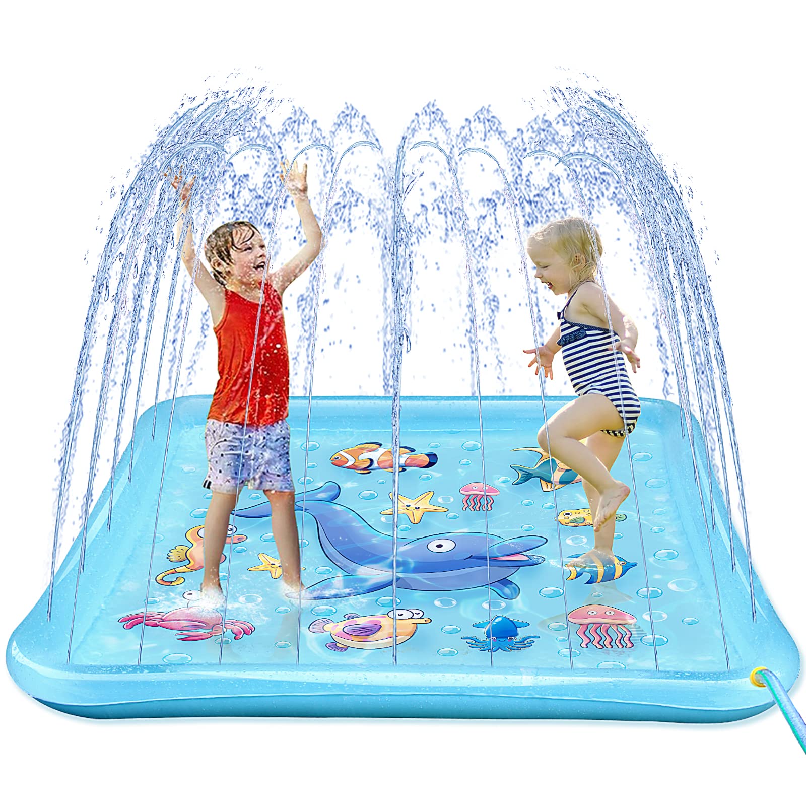 Growsland Splash Pad For Toddlers, Outdoor Sprinkler For Kids, 67'' Summer Water Toys Inflatable Wading Baby Pool Fun Gifts For 