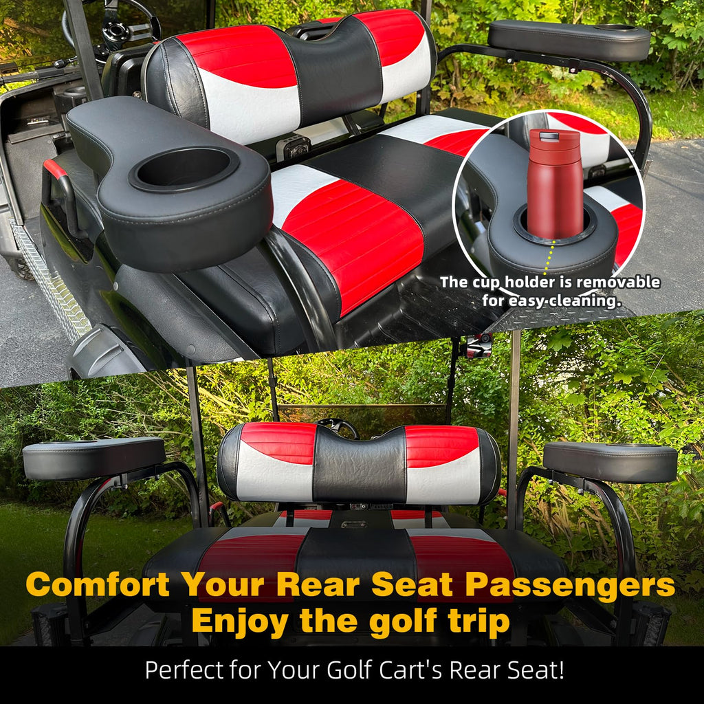 Roykaw Golf Cart Armrest With Cup Holder Compatible With Ezgo Club Car Yamaha - Upgrade Support Frame/No Drilling Required - Jus