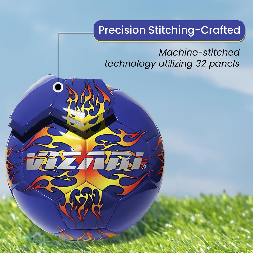 Vizari Soccer Ball For Youth & Adults - Blue & Orange - Size 4 | Inflatable Blaze Ball | Perfect For Training, Matches, Beaches