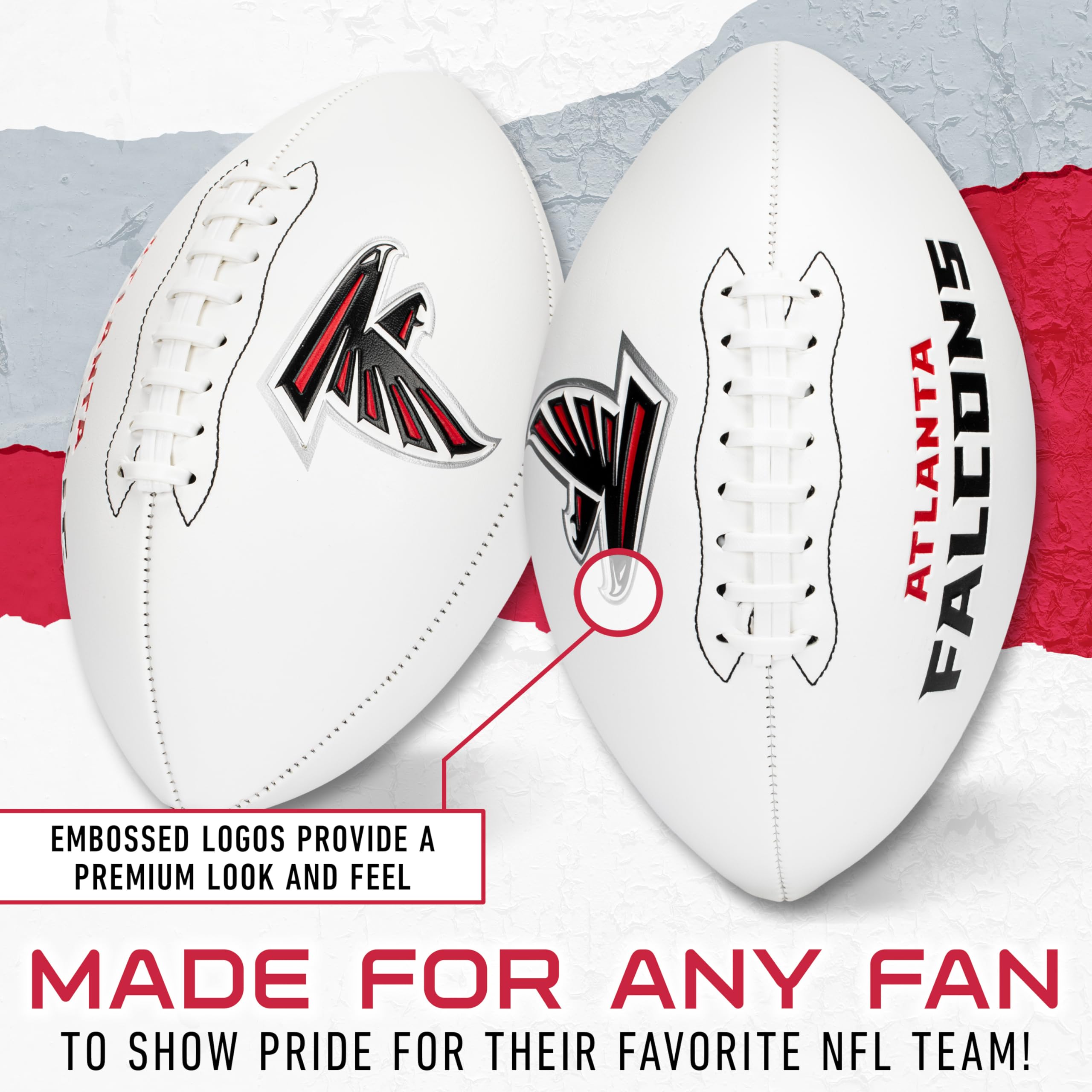 Franklin Sports Nfl Atlanta Falcons Autograph Football - Official Size White Panel Souvenir Football For Autographs + Signatures