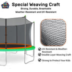 14Ft Trampoline Net Replacement With 6 Enclosure Pole Caps, Trampoline Replacement Enclosure Net Round Safty Uv-Resistant Weathe