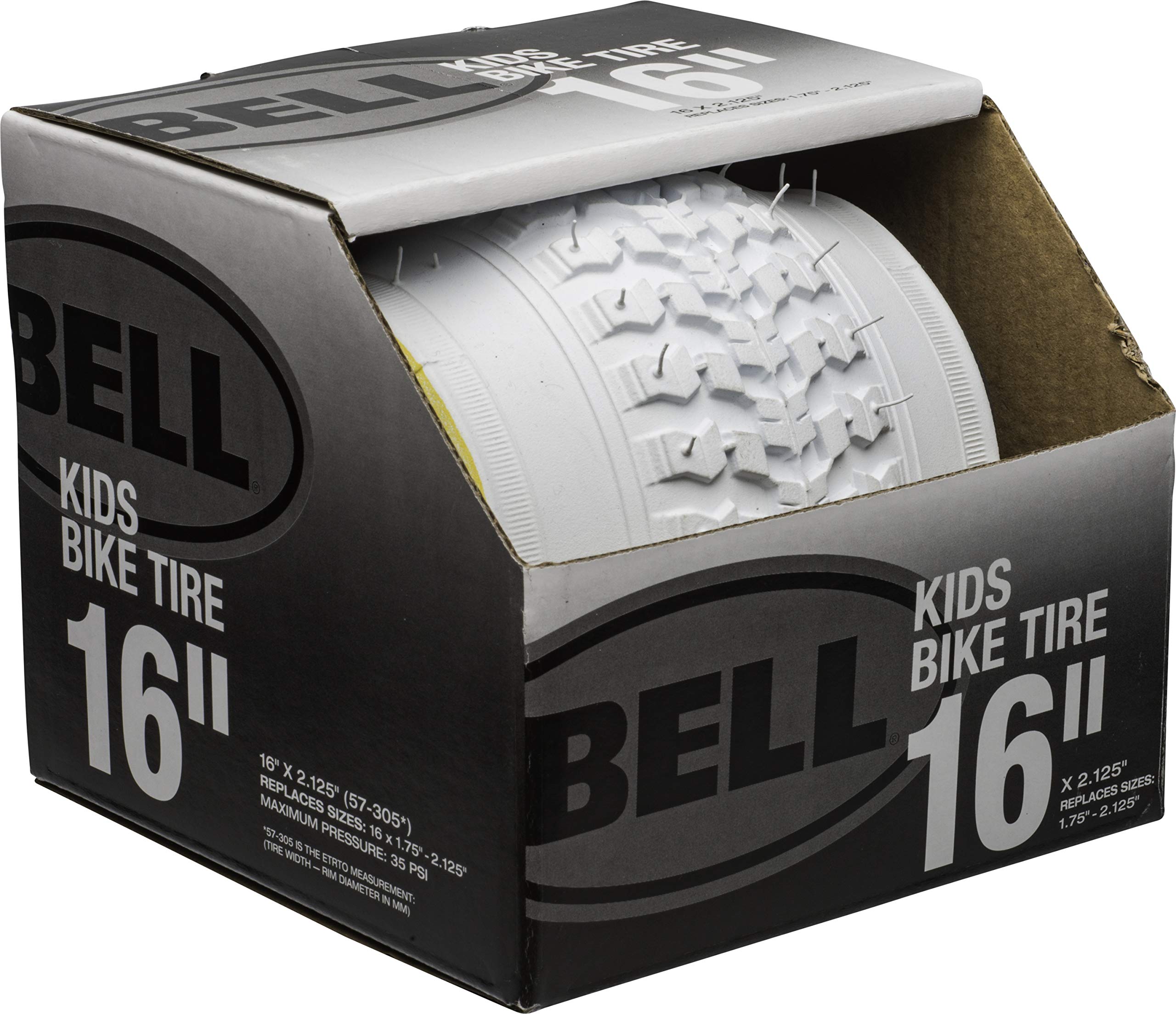 Bell 7091033 Kids Bike Tire, 16'' X 1.75-2.125'', White