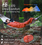 Litume Ultra Comfort Sleeping Bag 926G, 42-65F, Backpacking, Camping, Hiking, Travel, Family, With Stuff Sack, 3 Seasons, Velvet