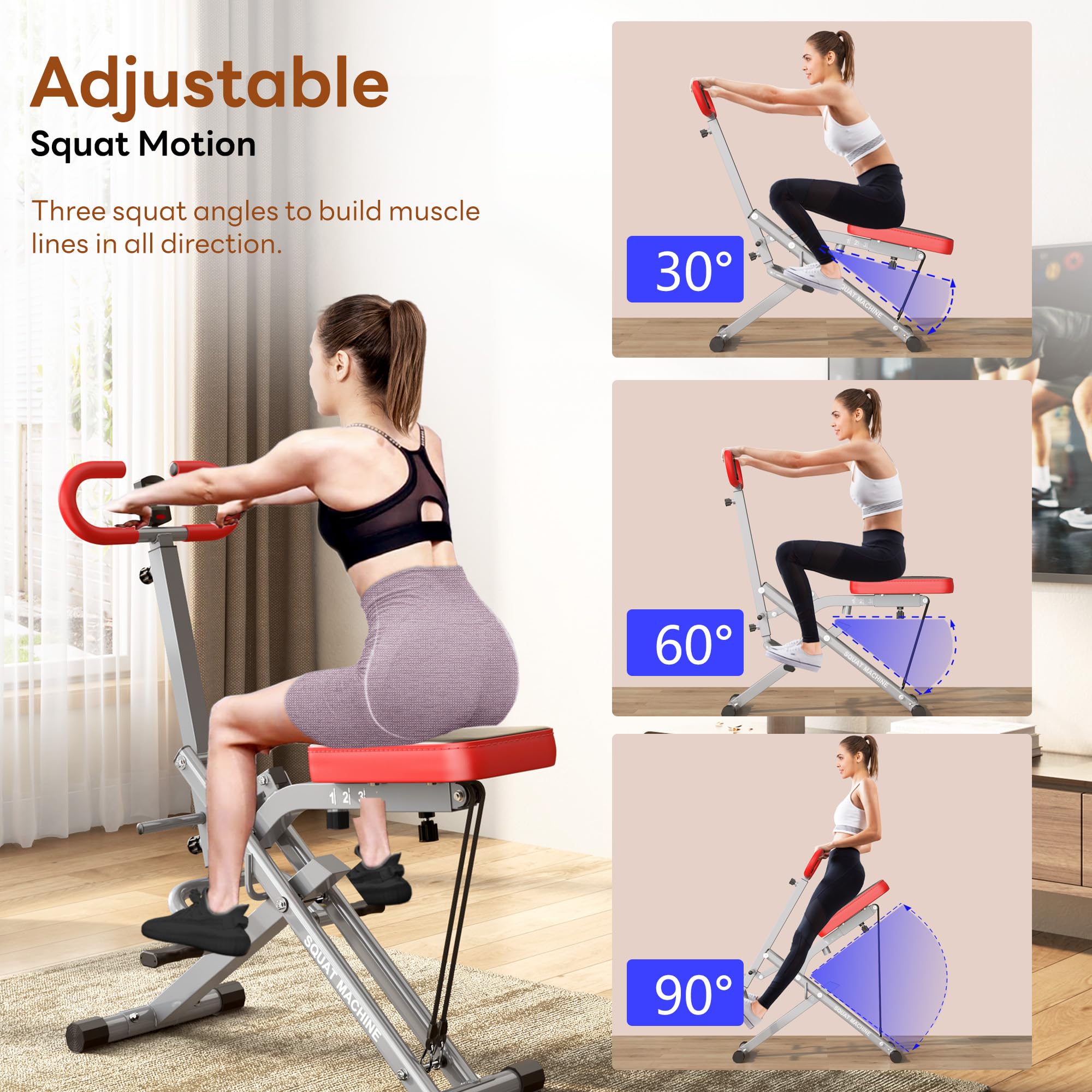 Sogespower Squat Machine For Home Gym, Squat Rowing Machine With Adjustable Resistance And Optional Full Motion, Squat Assist Tr
