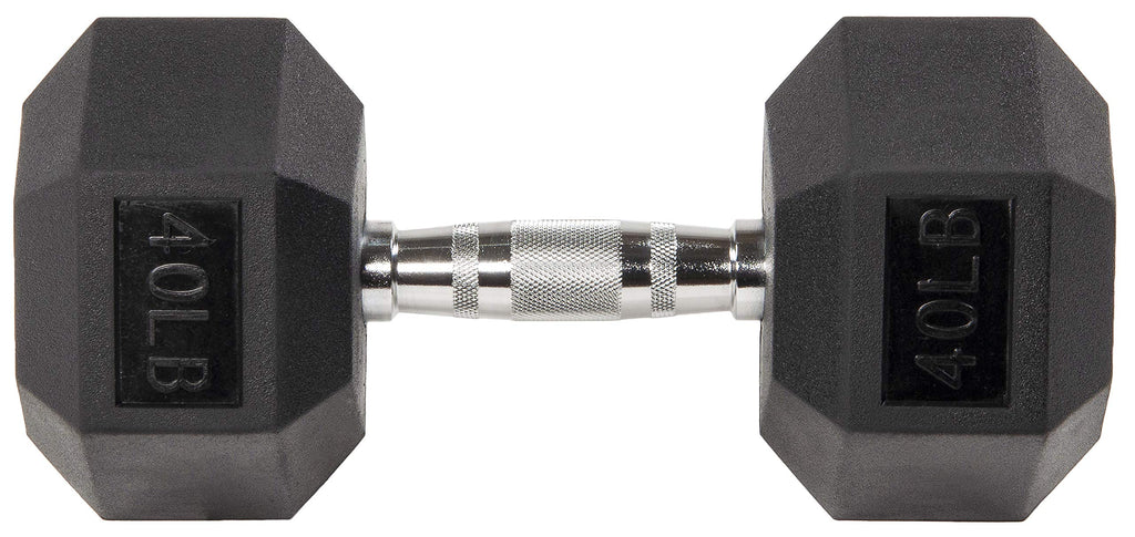 Fitvids 2Nd Generation Rubber Coated Dumbbell Weight Chrome Grip Hand Weight, 40Lbs, Pair