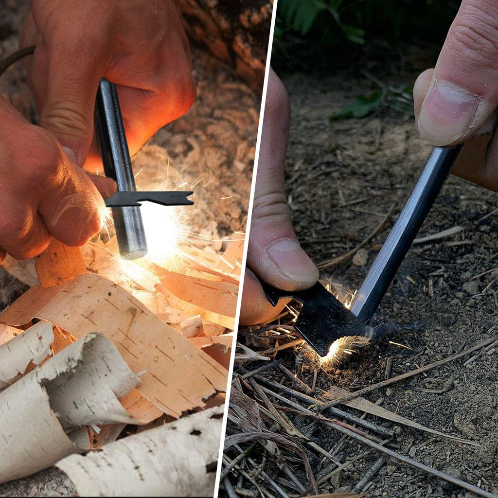 Bcharya Fire Starter Survival Tool, Ferro Rod Kit With Leather Neck Lanyard And Multi-Tool Striker, Flint And Steel Survival Ign