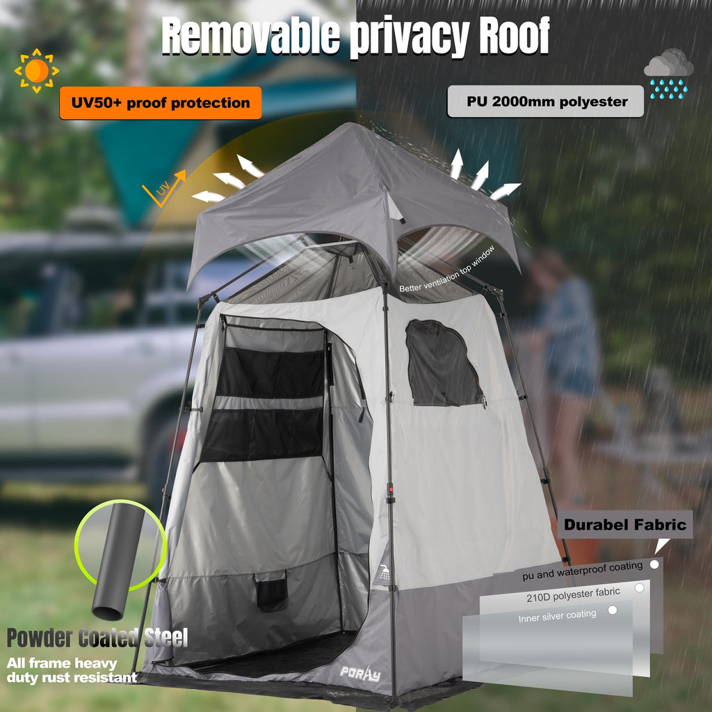 Portable Camping Shower Tent Deluxe Changing Room With Shower Bag Easy Set Up Privacy Shelter,Large Toilet Tent With Floor Drain