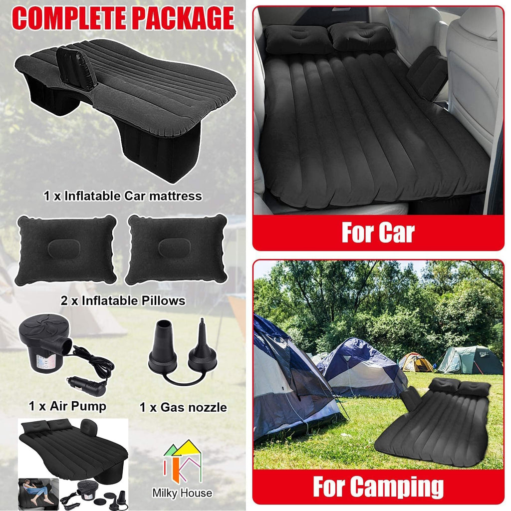 Milky House Car Bed Inflatable Mattress, Inflatable Car Travel Bed Mattress, Car Mattress Back Seat Rv Bed Mattresses For Automo