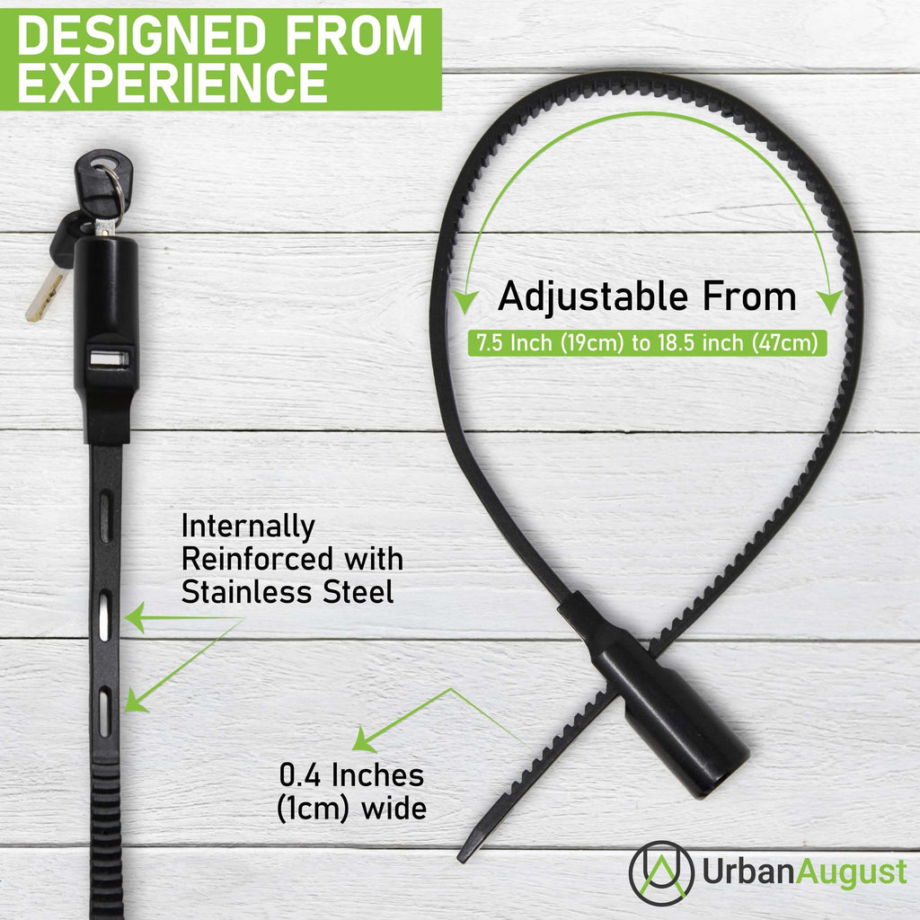 Urban August Adjustable Zip Tie Lock For Refrigerator Door Cabinet Bike Stroller Helmet - Multi-Purpose Keyed French Door Lock -